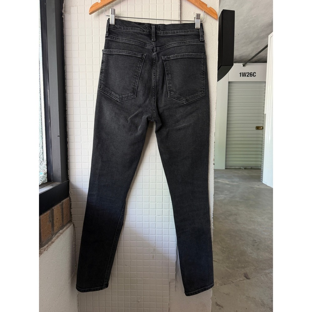 AGOLDE Nico High Rise Slim Jeans Cassette 25 Black Distressed Ripped Knee - Picture 6 of 9